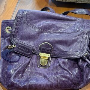 Coach Deep Purple Leather Shoulder Bag